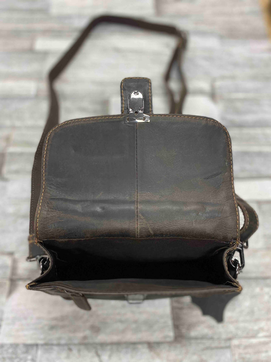 Leather Mobile Pouch Bag - Brown