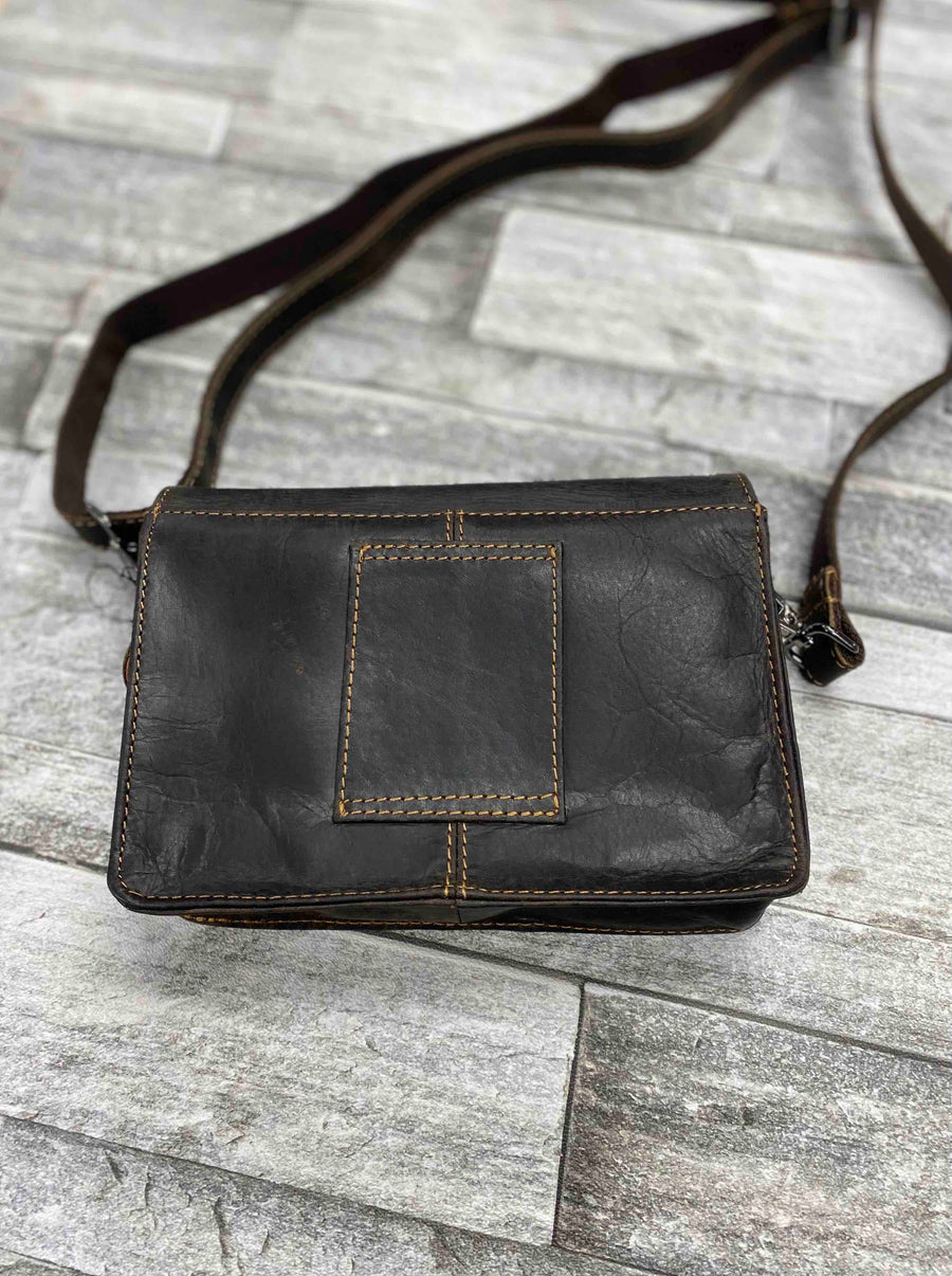 Leather Mobile Pouch Bag - Brown