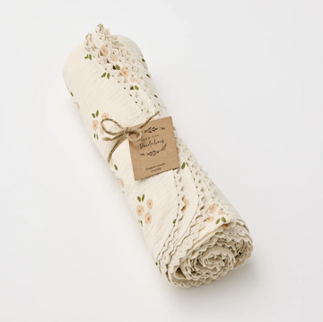 Organic Muslin Swaddle - Daisy with Lace