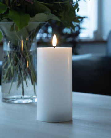 White 7.5cm Pillar Indoor LED Candle - 12.5cm