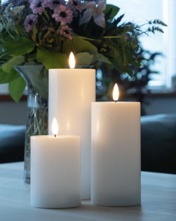 White 10cm Pillar Indoor LED Candle - 20cm