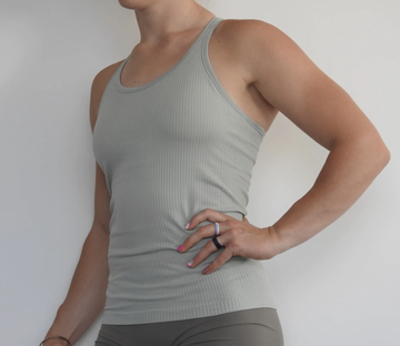 Rach Ribbed Long Muscle Singlet - Pale Green