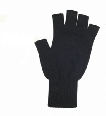 Possum Merino Half Finger Gloves - Black