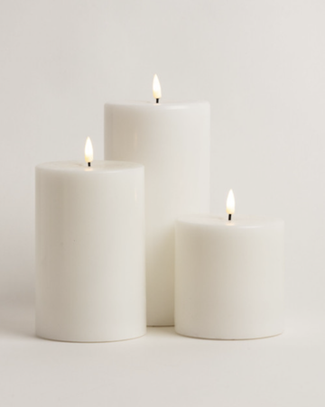 White 10cm Pillar Indoor LED Candle - 25cm