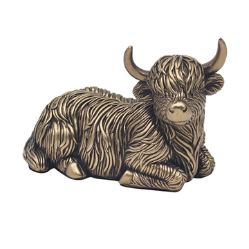 Bronzed Sitting Highland Cow