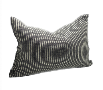 Rectangle Sanctuary Linen Cushion - Black Stripe