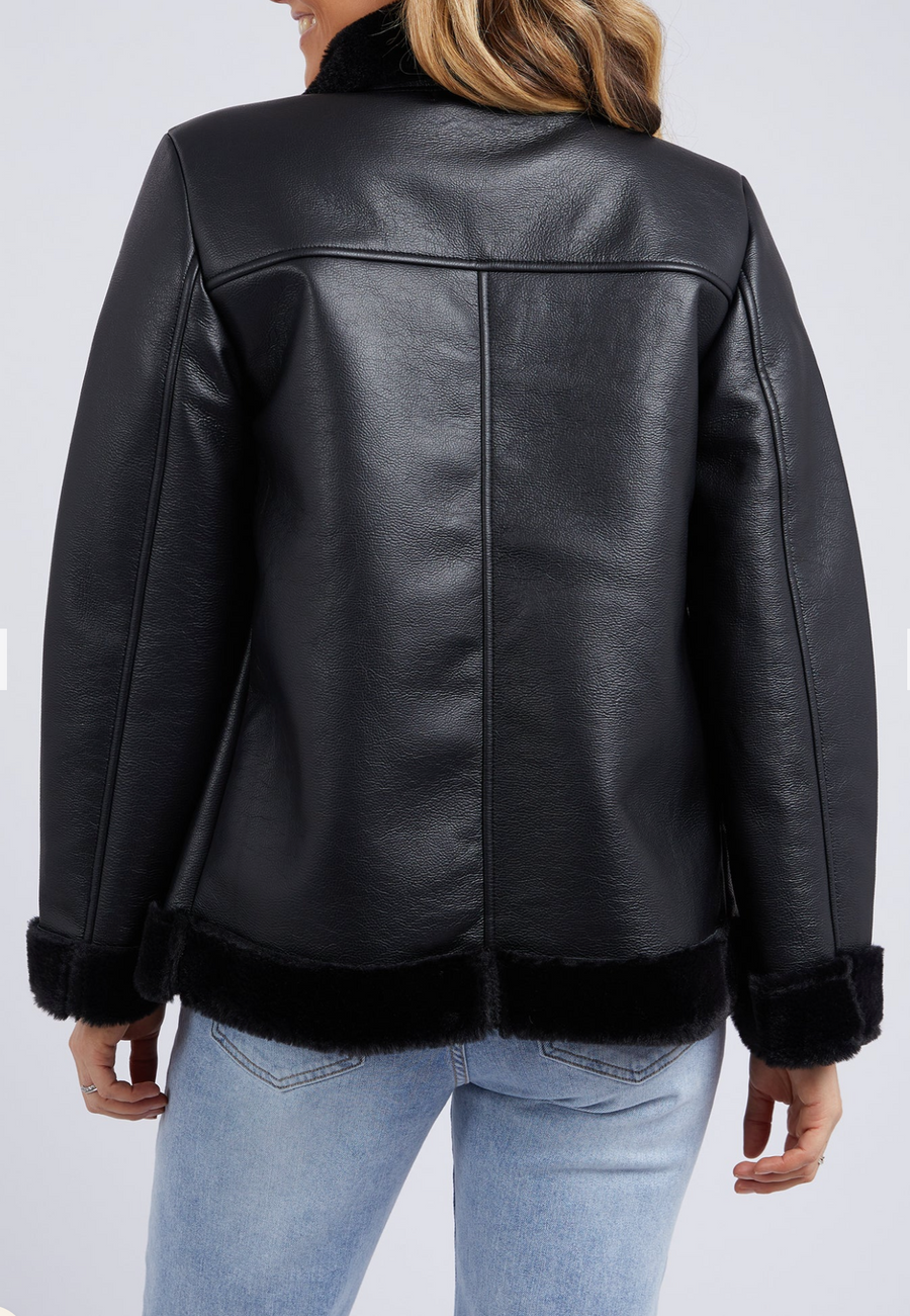 Moto Shearling Jacket - Black