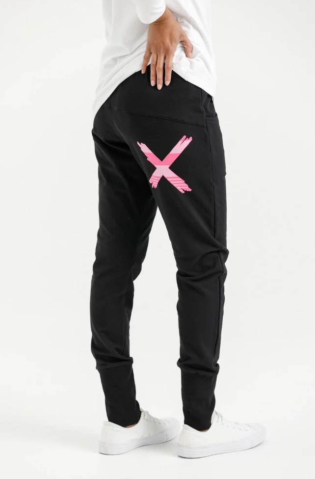 Apartment Pants Winter - Black with Irregular Pink Stripe X