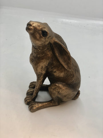 Bronzed Sitting Hare Looking Up