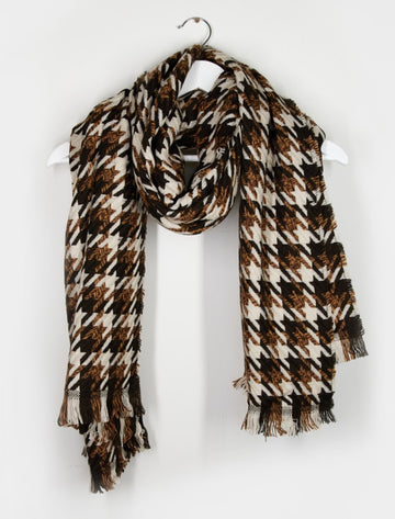 Scarf - Chunky Browns Naturals Houndstooth