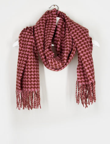 Scarf - Pink & Tan Houndstooth