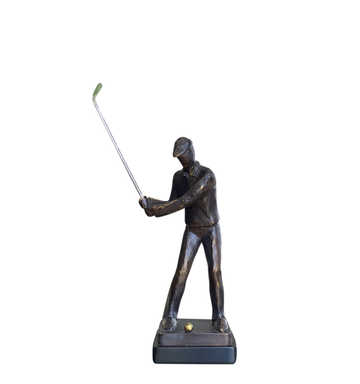 Black Resin Golfer Chipping