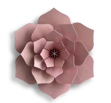 3D Wooden Decoration Flower, 34cm - Light Pink