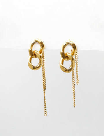Gold Chunky & Fine Chains Earrings