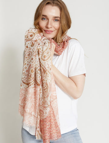 Scarf - Paisley Blush/Red/Gold