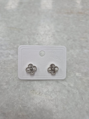 Vintage Cross Earrings - Silver