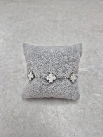 White 3 Cross Bracelet - Silver