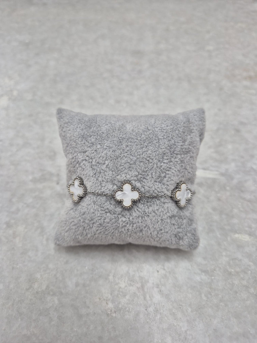 White 3 Cross Bracelet - Silver