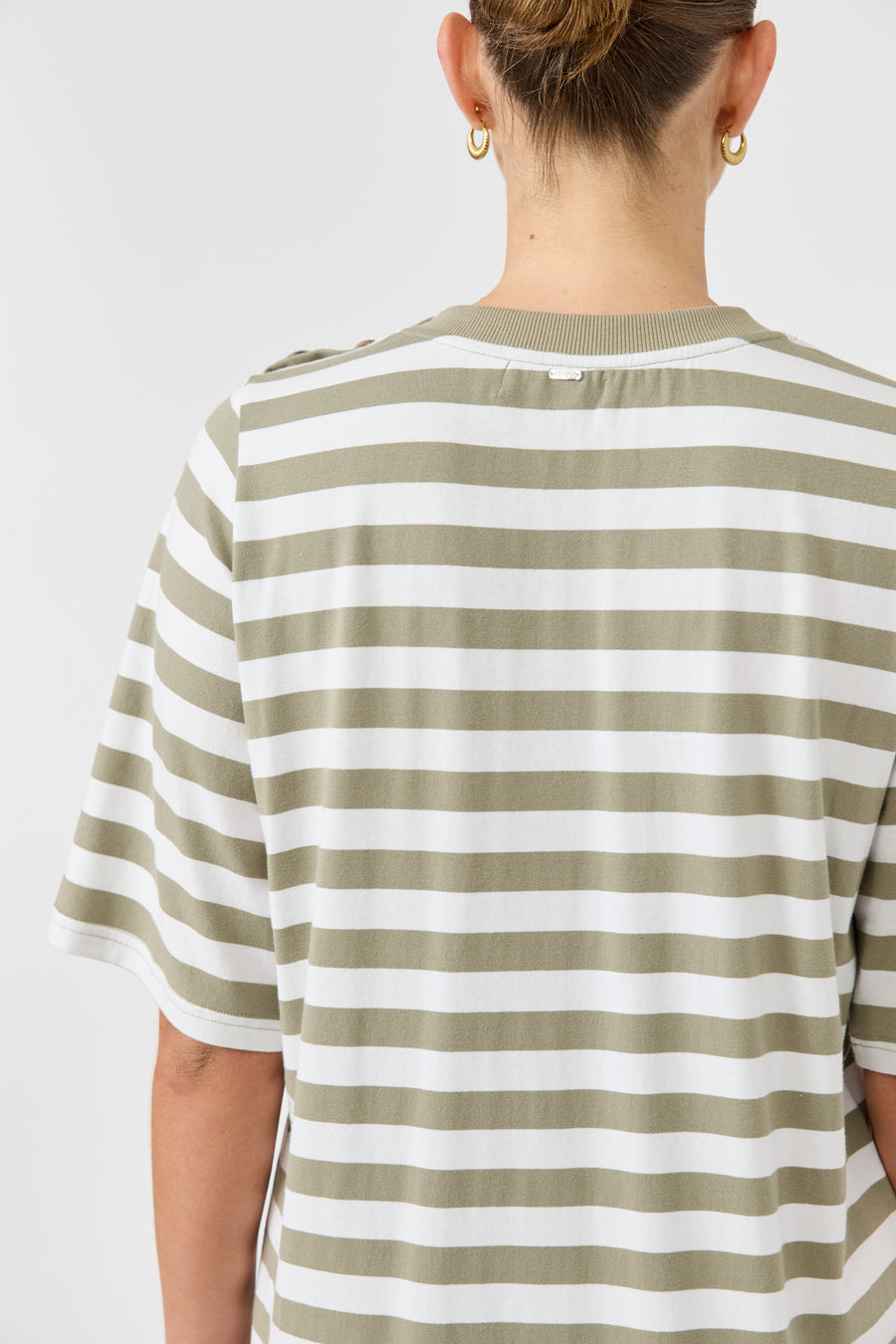 Studio Stripe Tshirt Dress - Olive