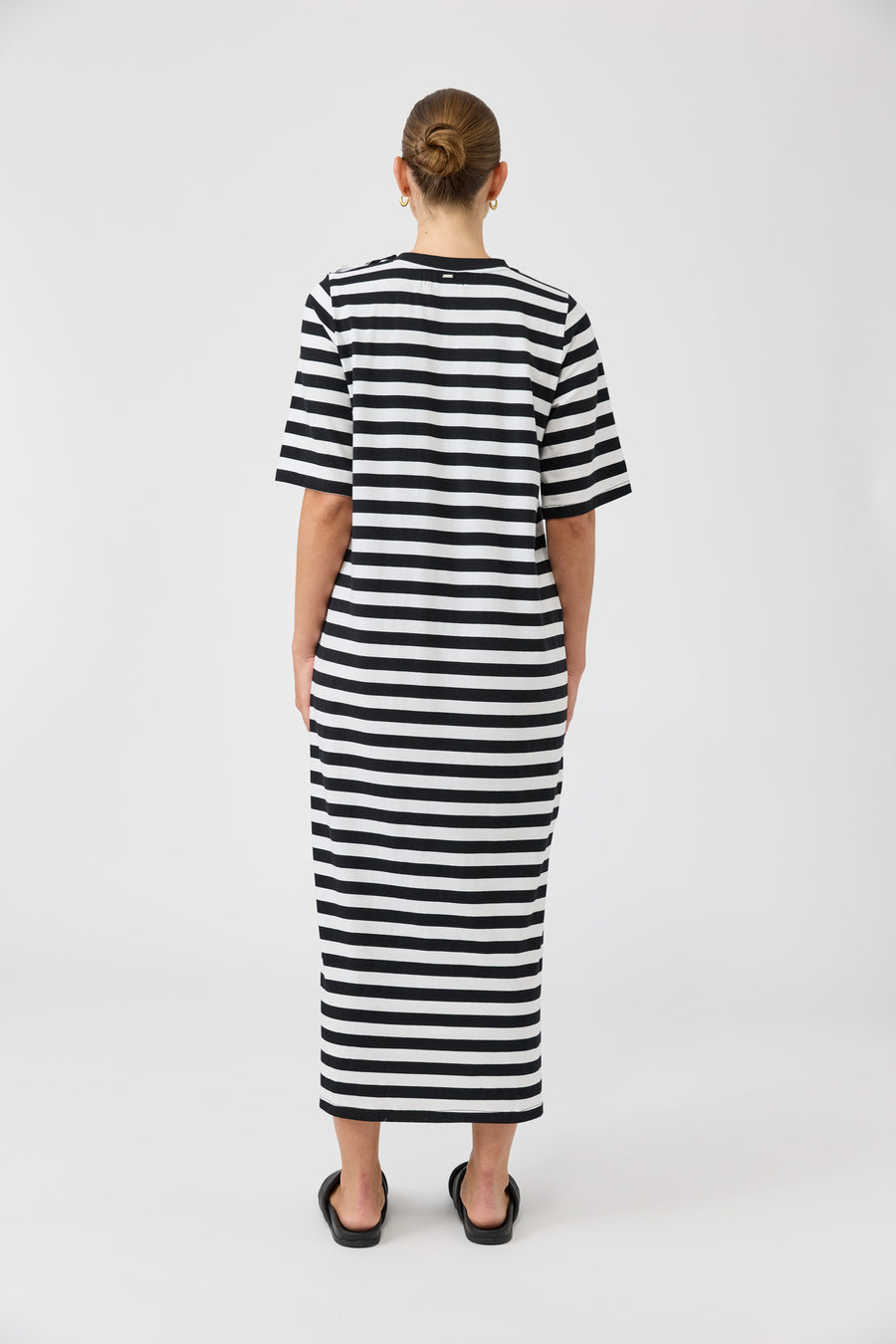 Studio Stripe Tshirt Dress - Ebony