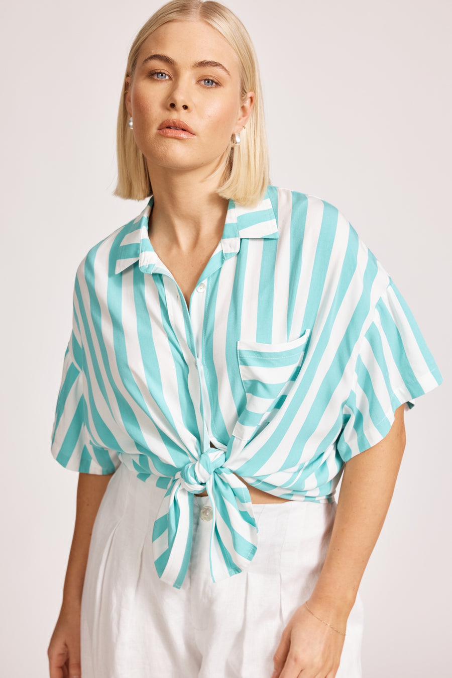 Treville Stripe Shirt - Aqua