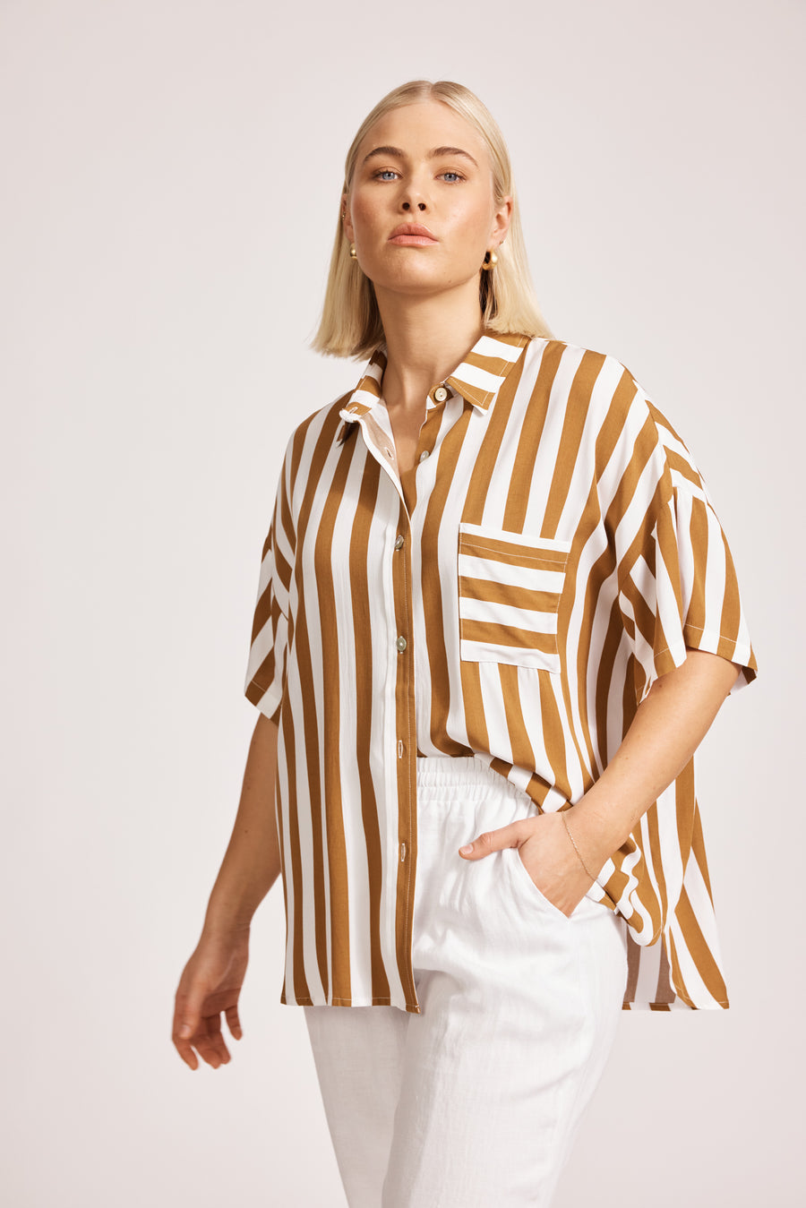 Treville Stripe Shirt - Caramel