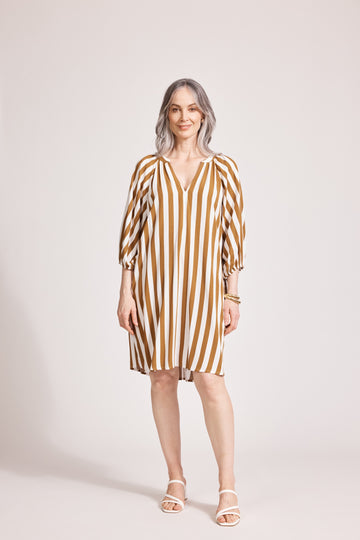 Treville Stripe Dress - Caramel