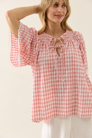 Esther Shirred Top - Pink