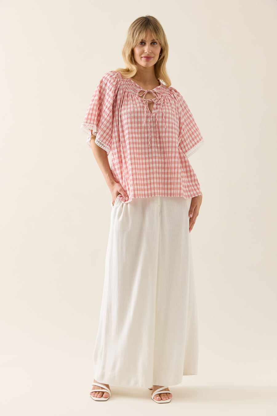 Esther Shirred Top - Pink