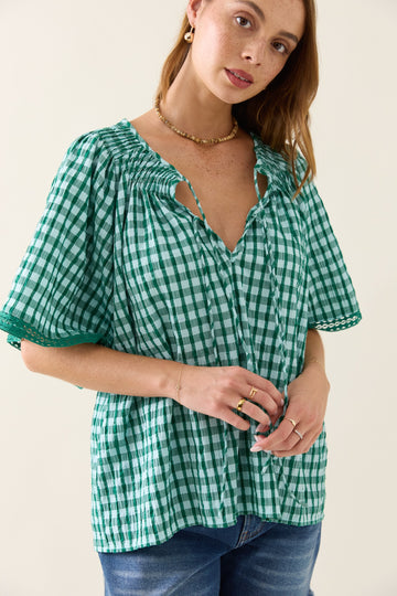 Esther Shirred Top - Baltic