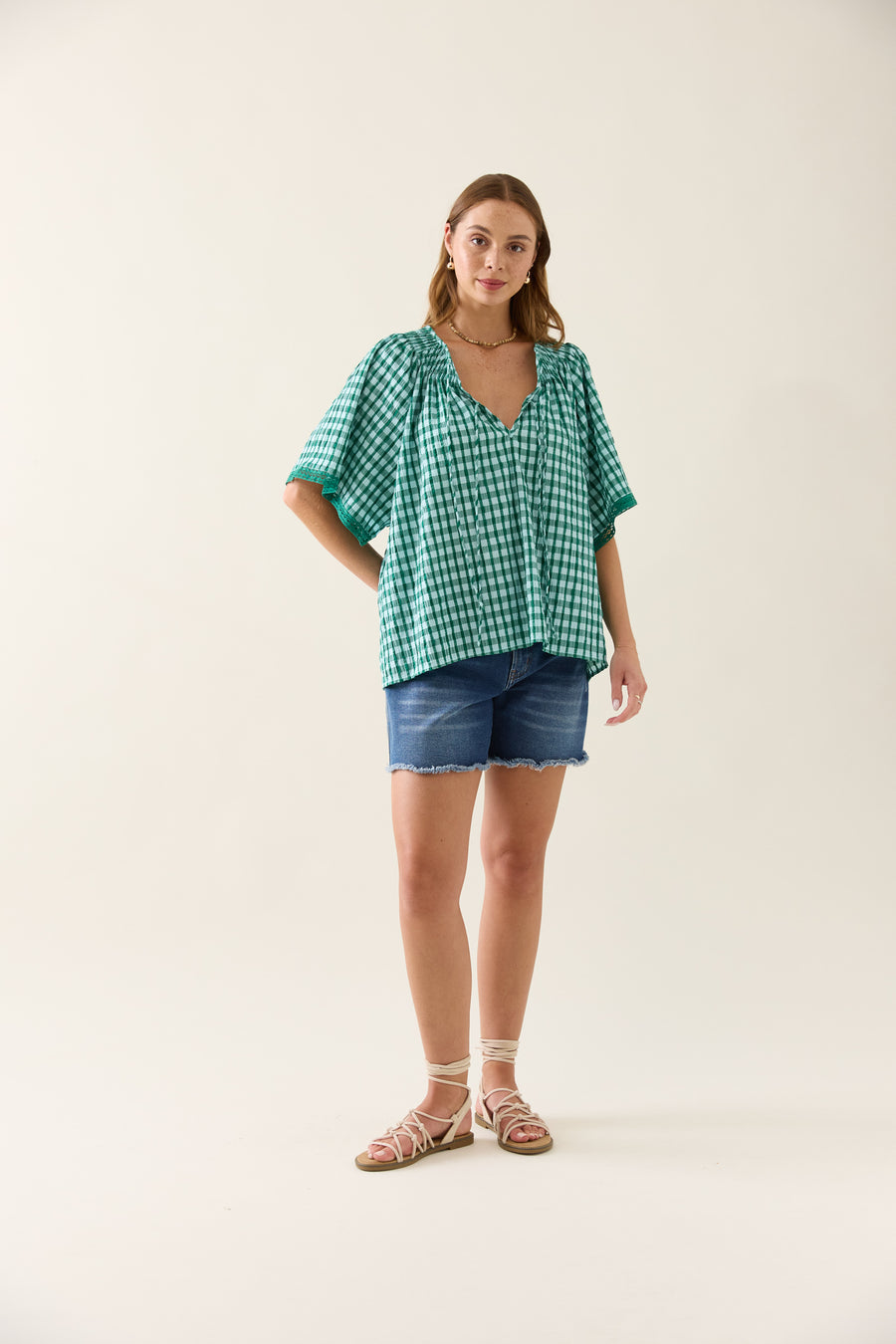 Esther Shirred Top - Baltic