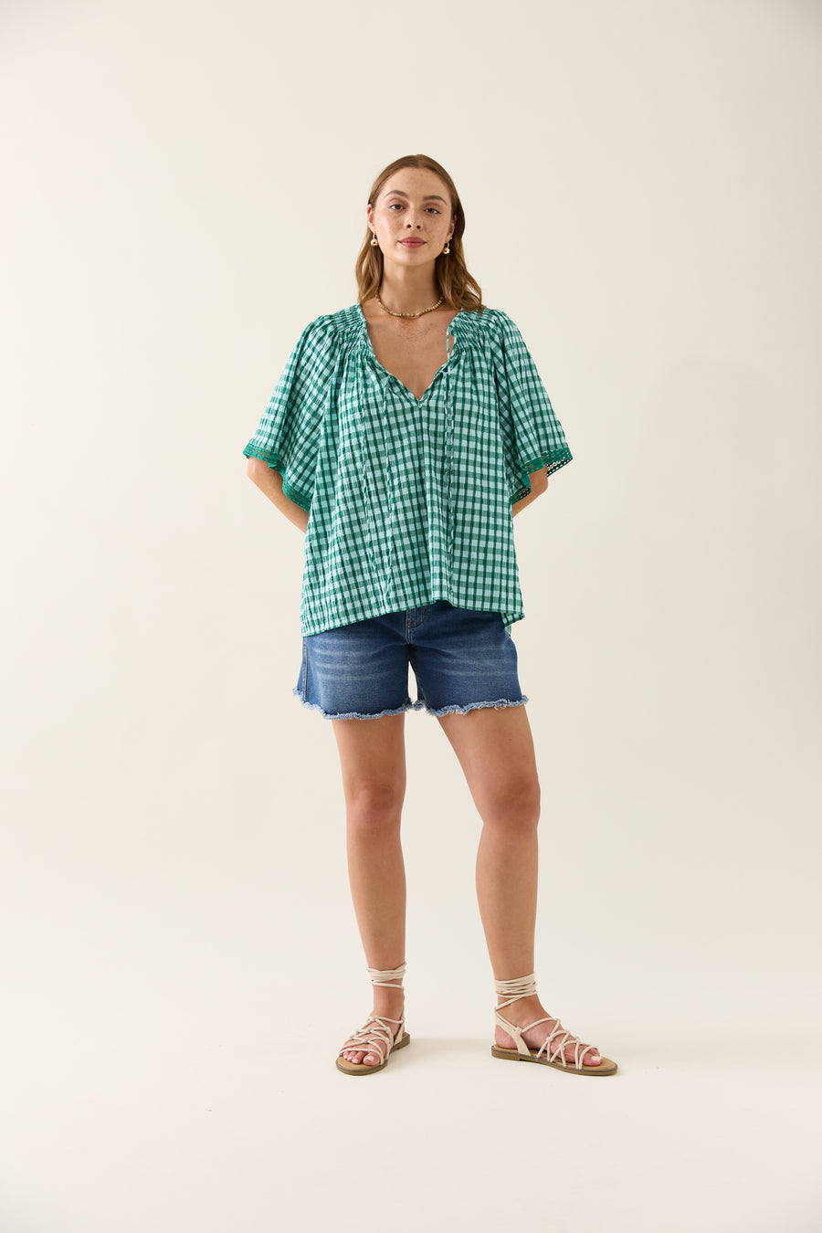 Esther Shirred Top - Baltic