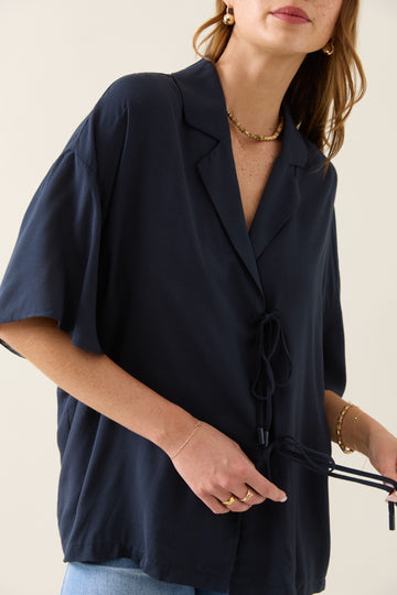 Oline Tie Shirt - Navy
