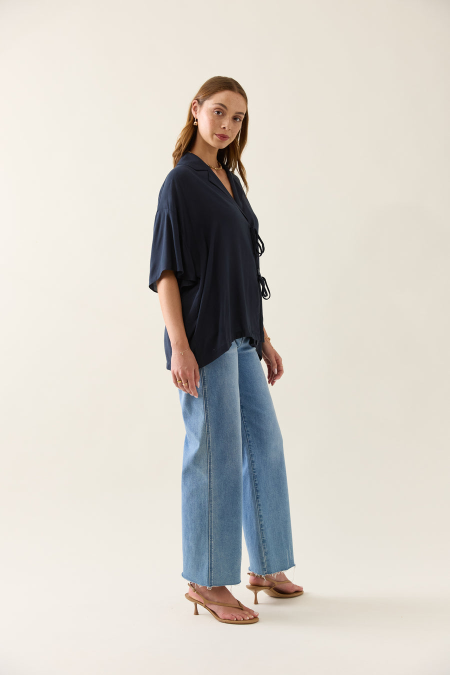 Oline Tie Shirt - Navy