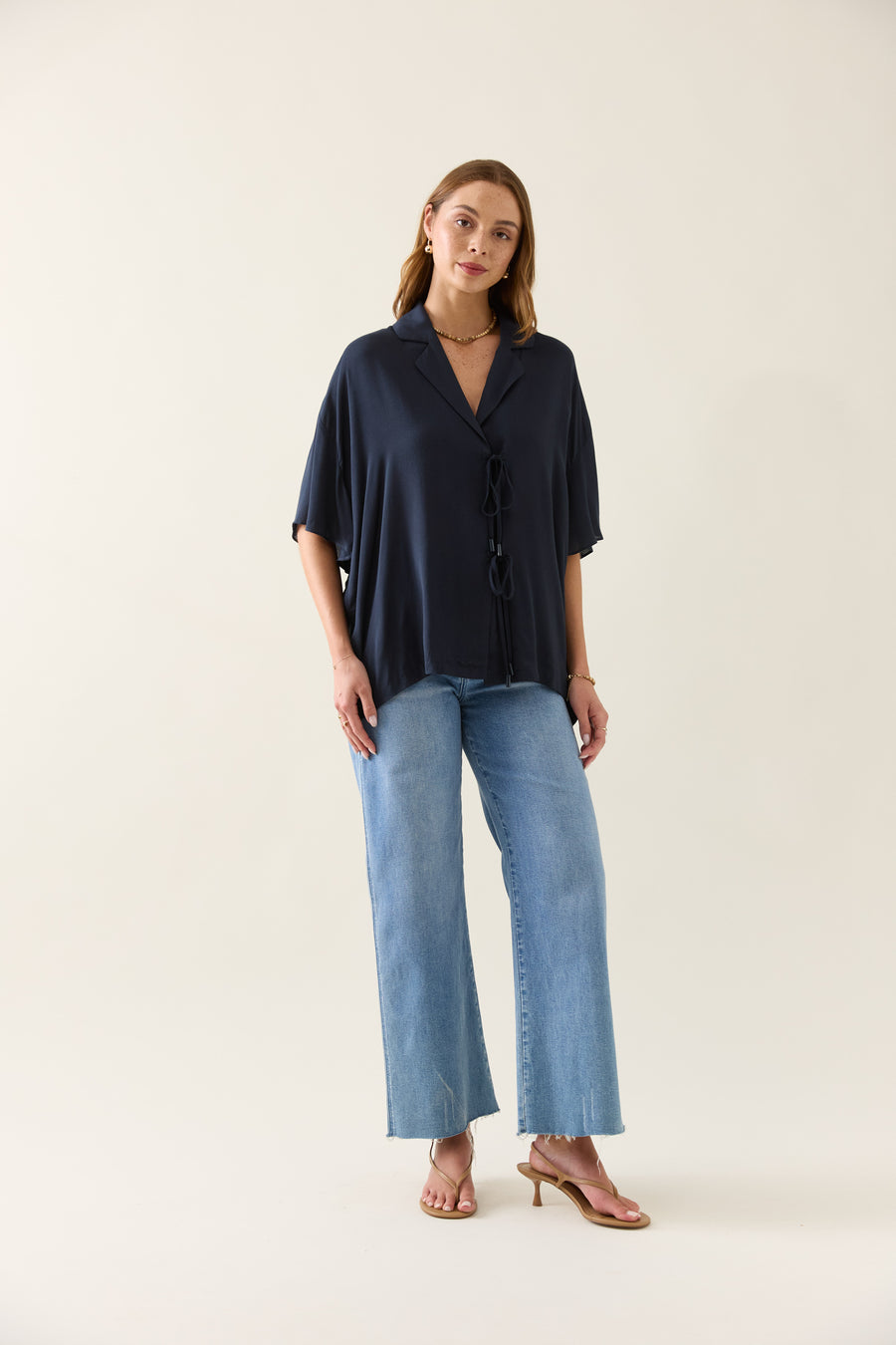 Oline Tie Shirt - Navy