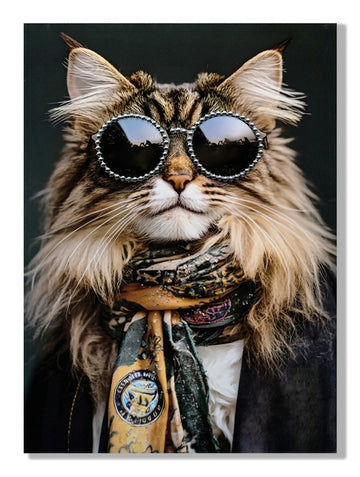 Cool Cat Print With Gems