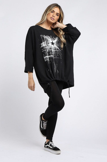 Starburst Cotton Sweater - Black