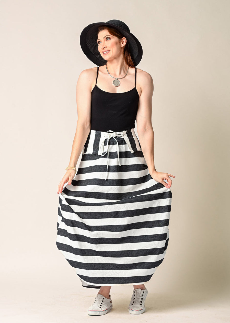 Ada Cotton Skirt in Granite Stripe