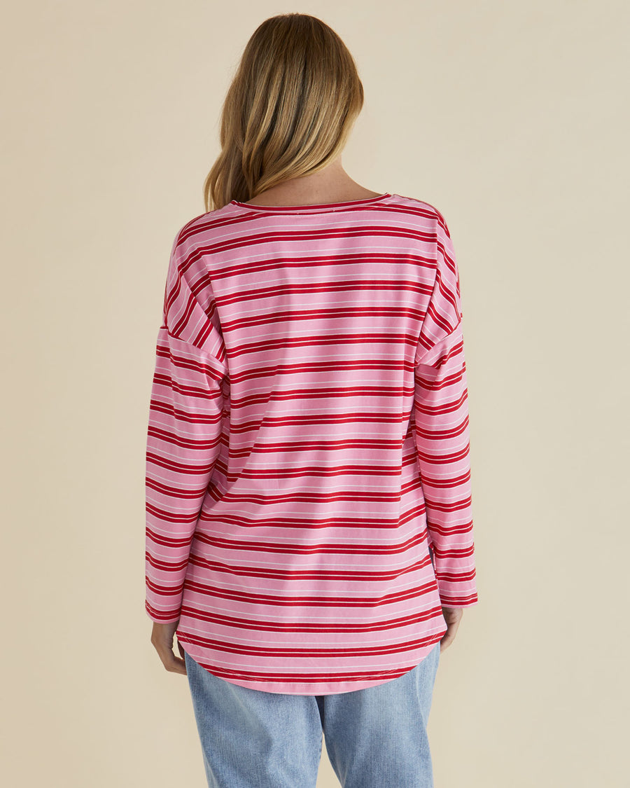 Taylor Tee - Pink/Red Stripe