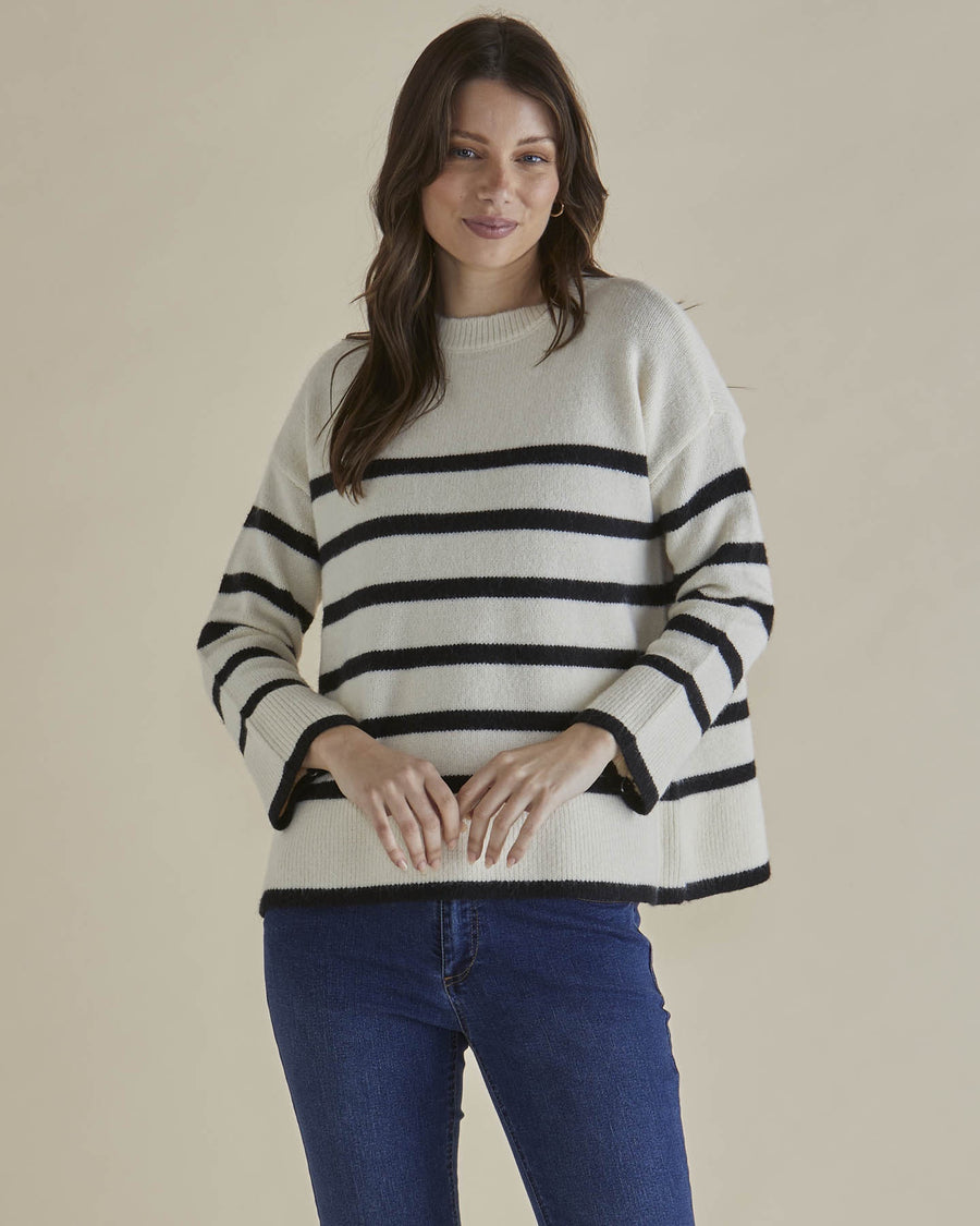 Edith Knit Jumper - Cream/Black Stripe