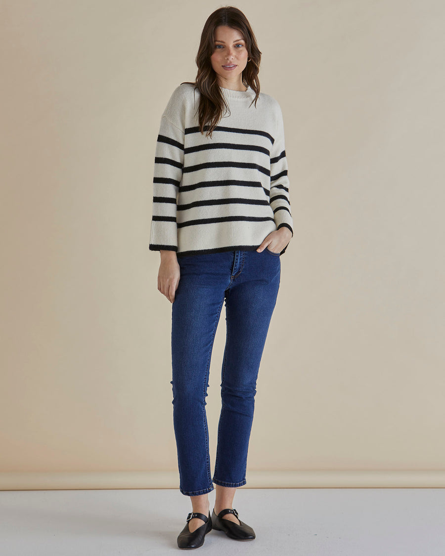 Edith Knit Jumper - Cream/Black Stripe