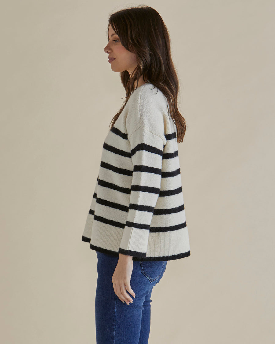 Edith Knit Jumper - Cream/Black Stripe