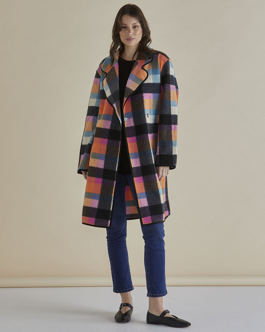Ellie Coat - Rainbow Check