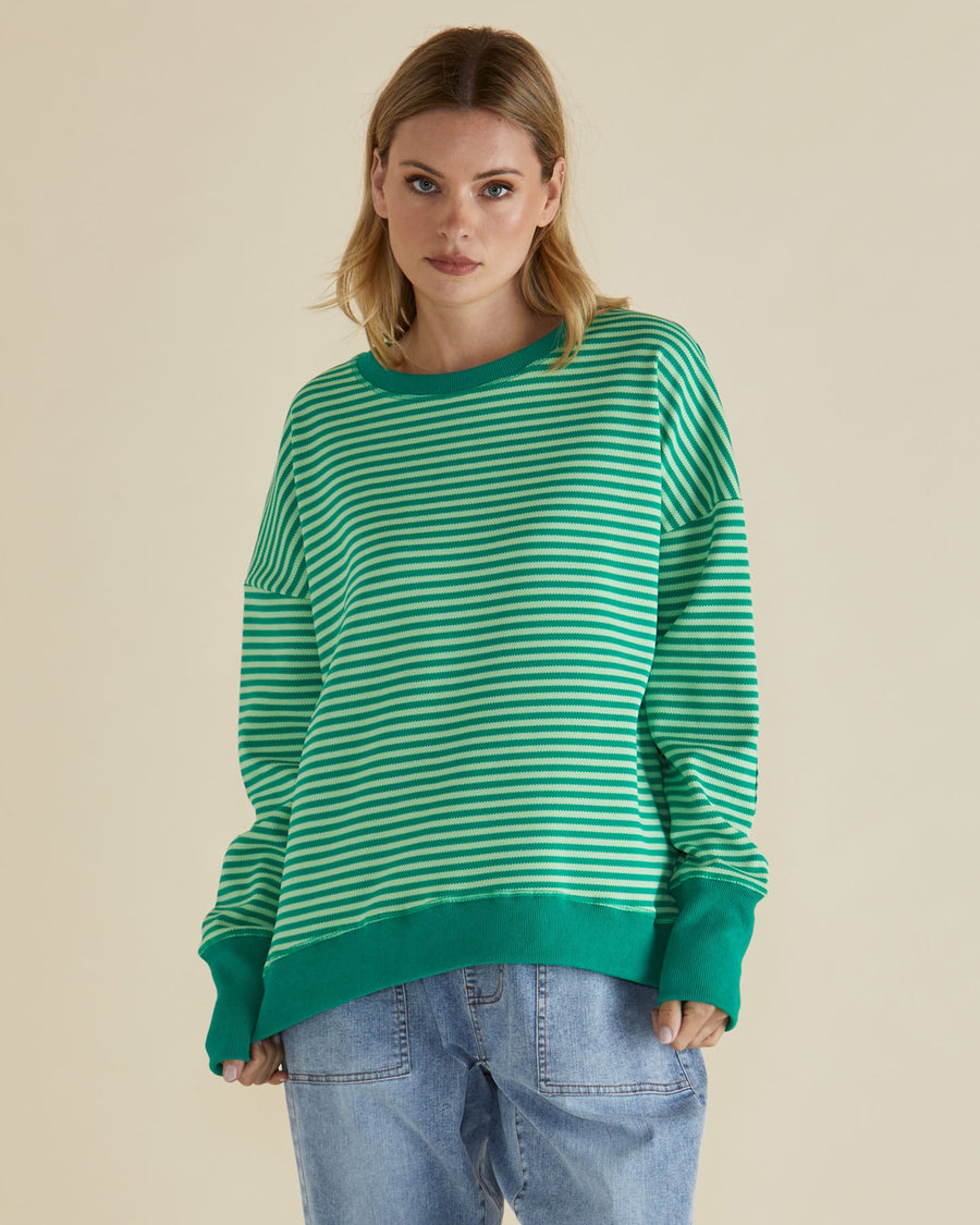 Cove Sweat - Green Stripe