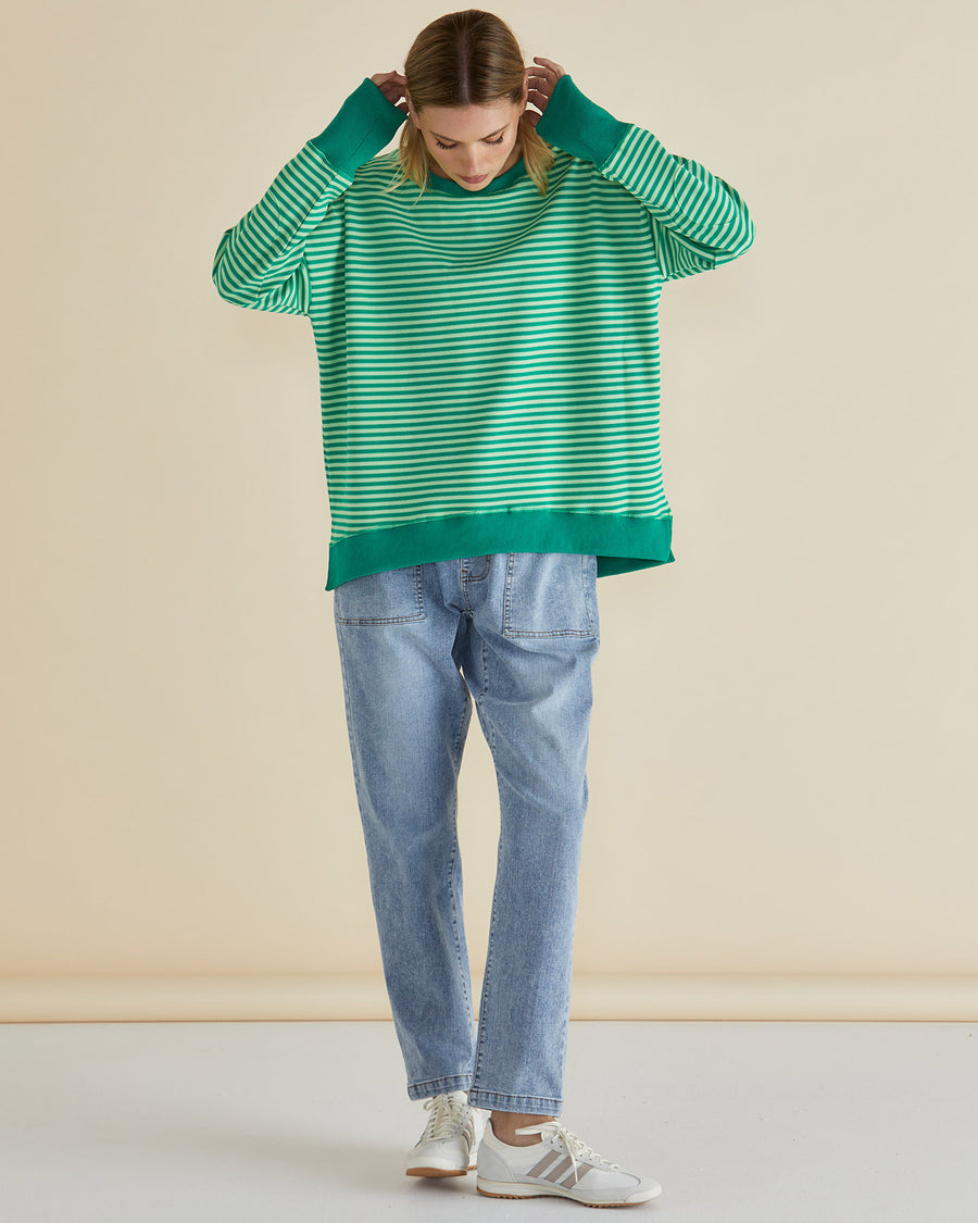 Cove Sweat - Green Stripe