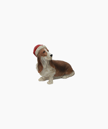 Hound with Santa Hat