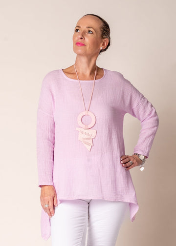 Eda Linen Top in Freesia Pink