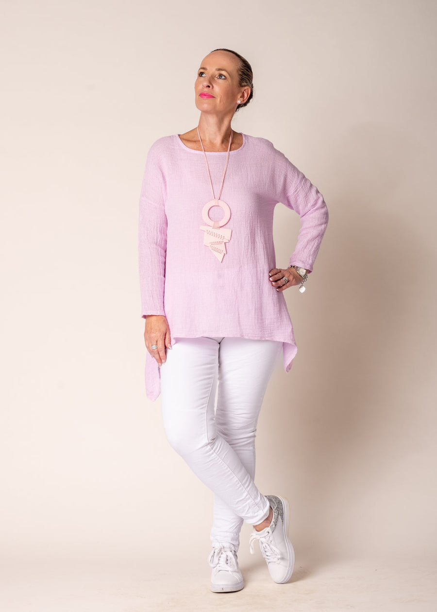 Eda Linen Top in Freesia Pink