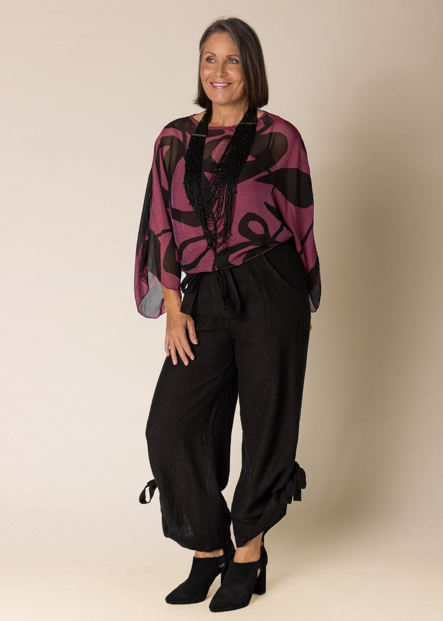 Gabriella Linen Pants in Onyx