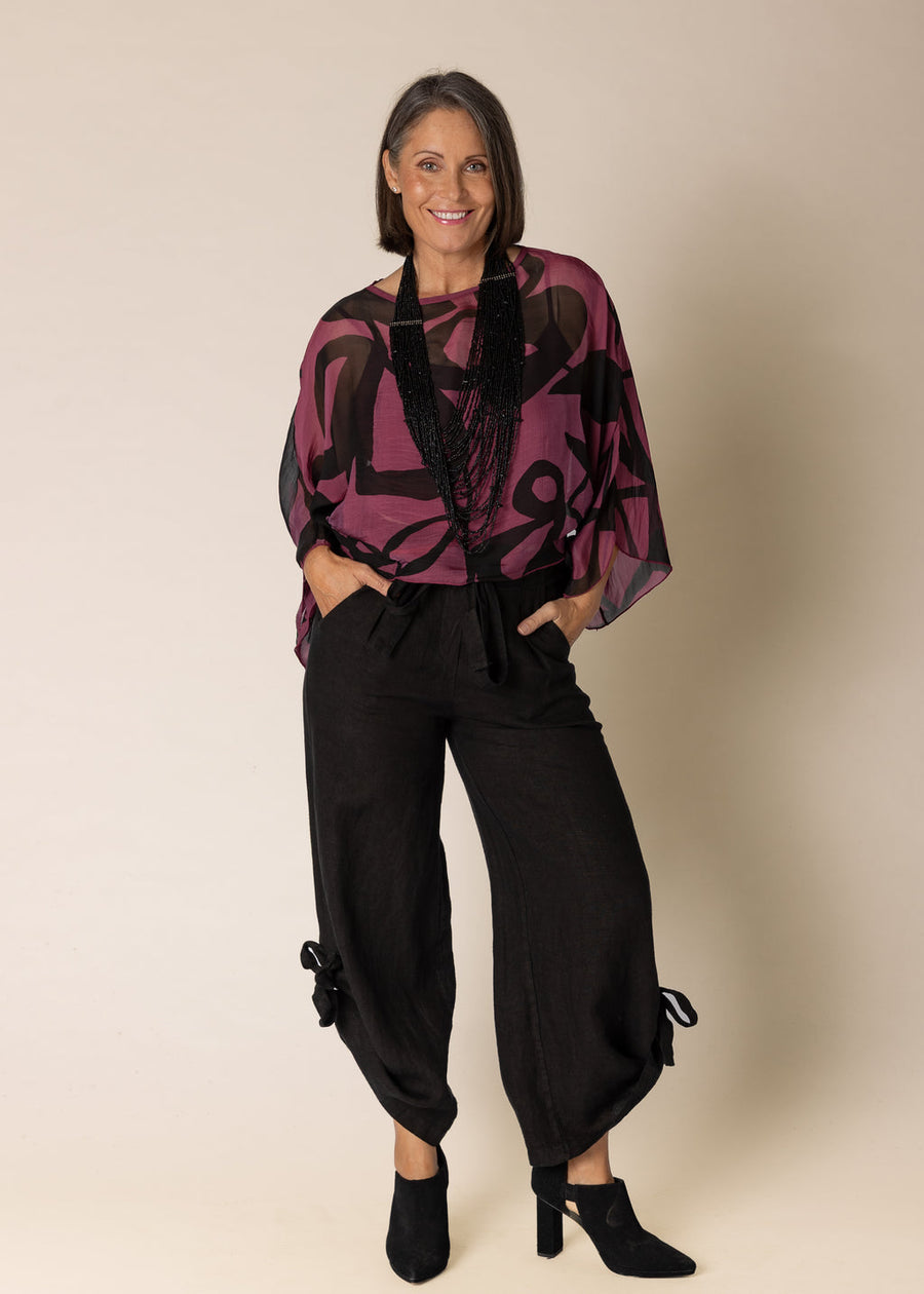 Gabriella Linen Pants in Onyx